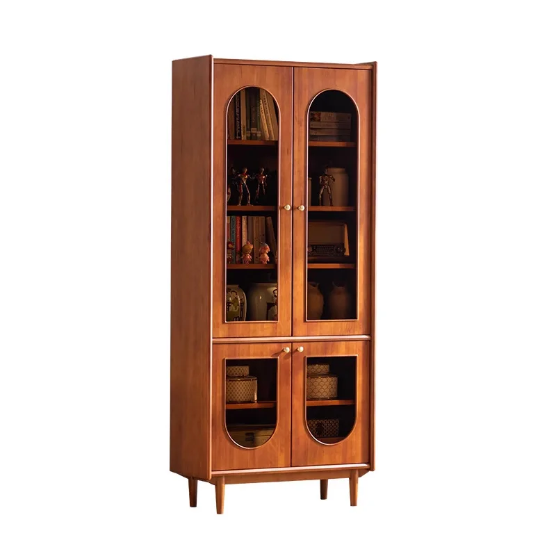 

French living room children's floor bookshelf all solid wood American light luxury solid wood bookcase