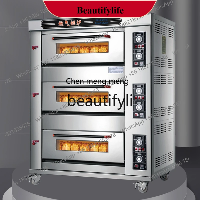 

AB02 Большая газовая печь Трехслойная большая емкость Лунный кекс Пицца Торт Пекарня Коммерческая печь
