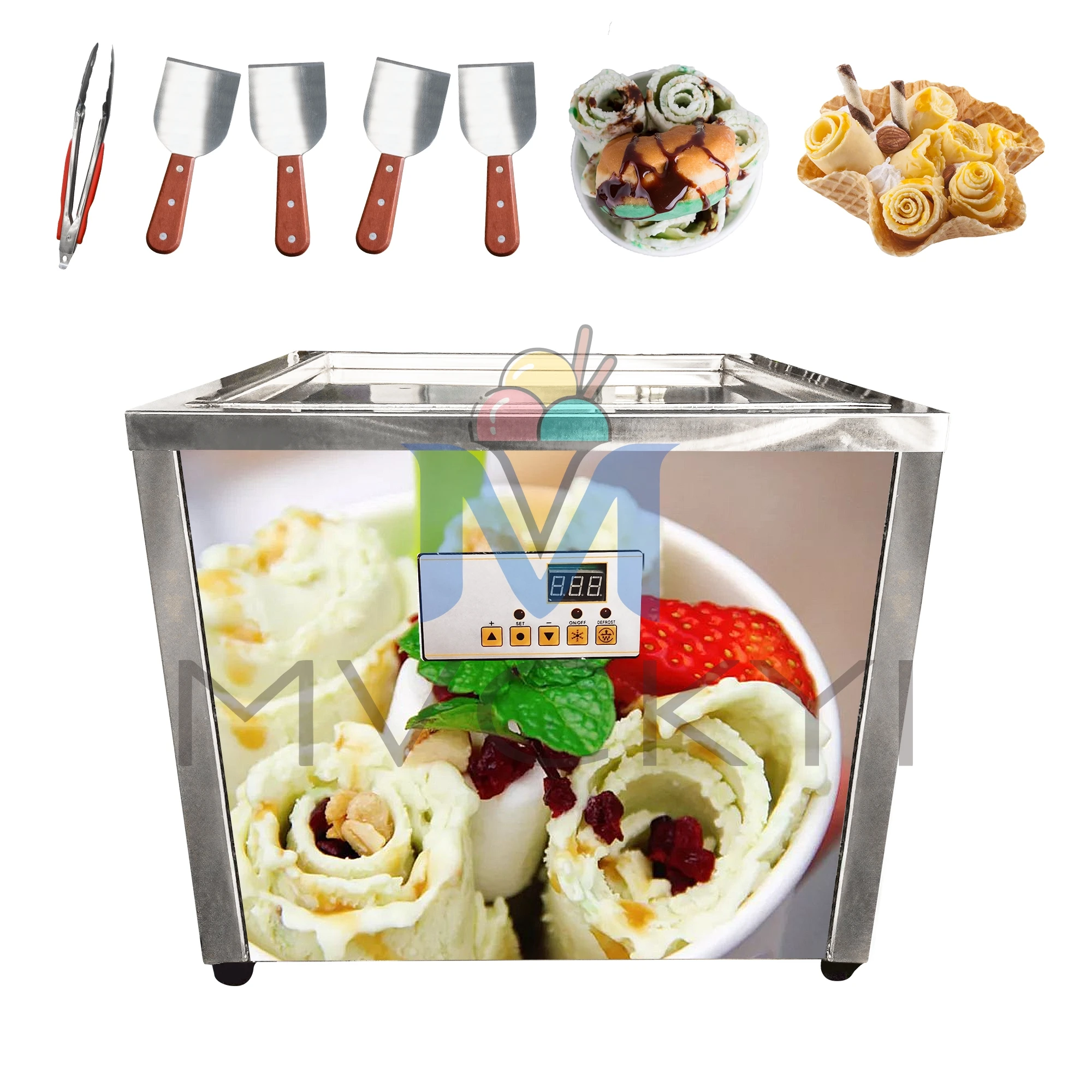 

Mvckyi Single Pan Rolled Fried Ice Cream/Roll Making Machine/Fried Ice Cream Cold Plate Machine