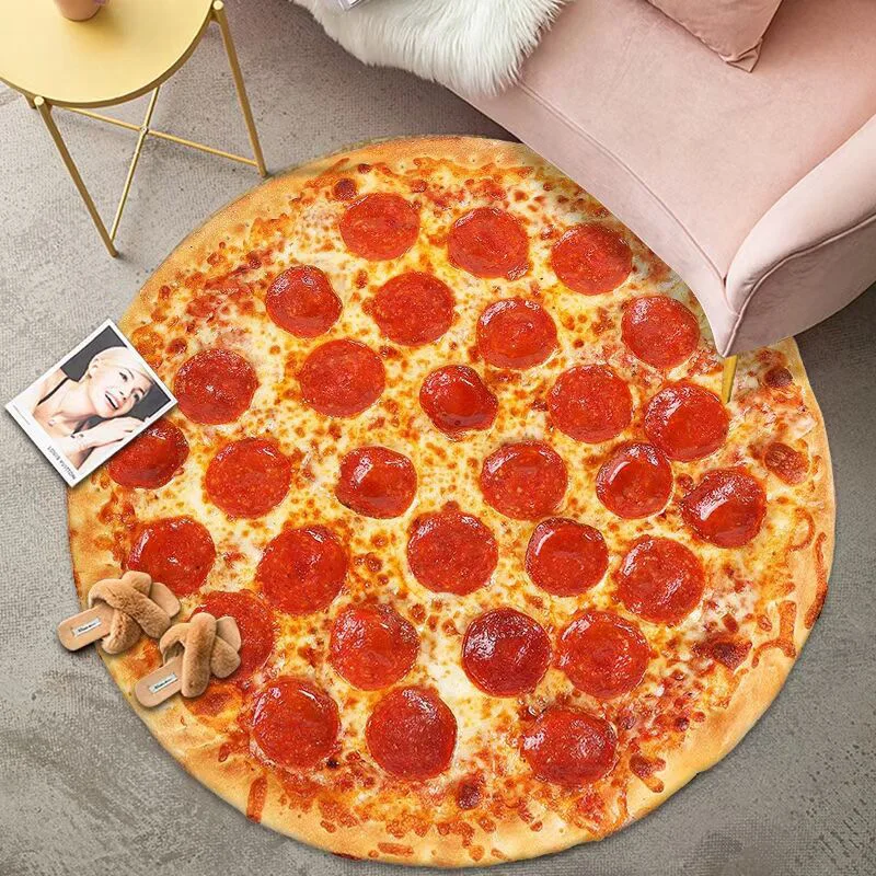 

Pizza Round Carpets for home Living Room Bedroom decor Creative delicious food floor Mat bedside parlor sofa soft play area rugs