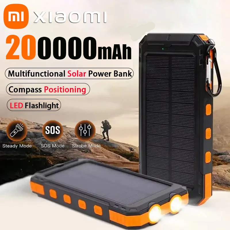 Xiaomi Solar 200000mAh Power Bank Portable Large Capacity Charger Compatible 120W Super Fast Charging For iPhone Samsun Huawei