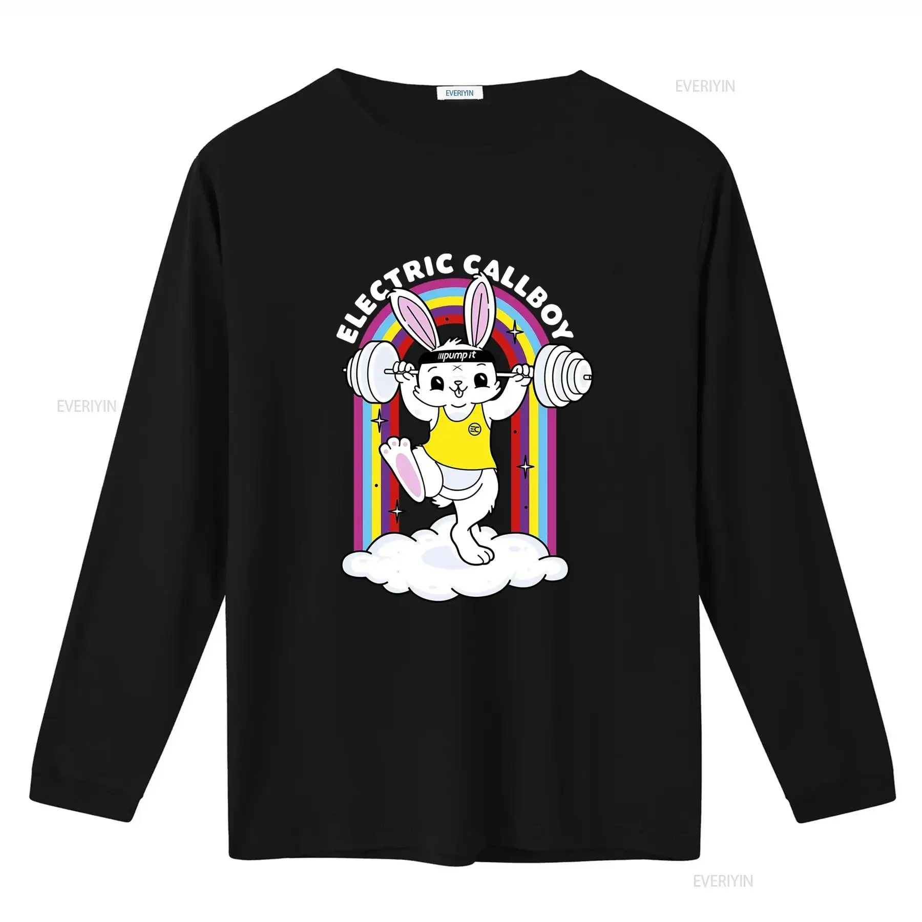 NEW ELECTRIC CALLBOY Pump It Bunny T Shirt Black All Sizes Cute Lifting Weights Design vintage Washed Breathable Stretched