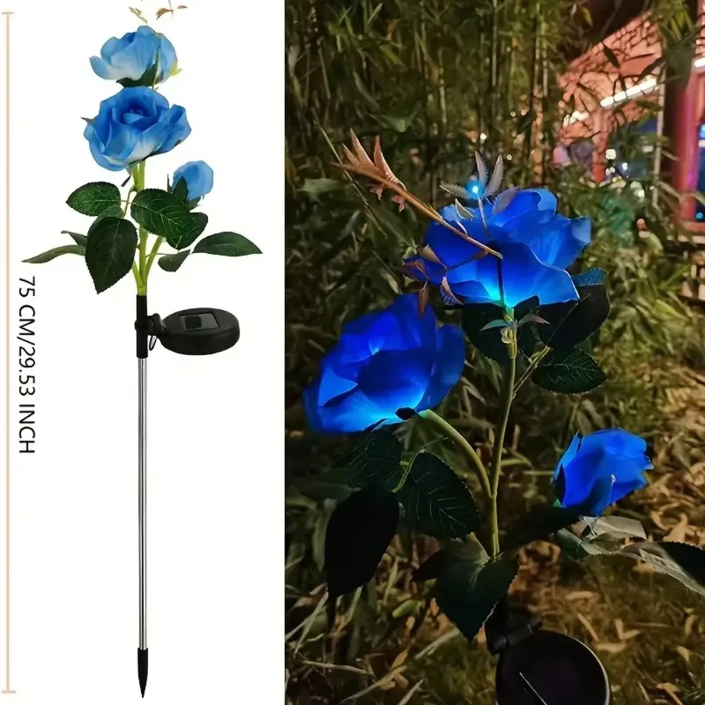 

Plug-in Rose LED Solar Light Waterproof Simulation Flower Outdoor Solar Garden Light Fairy Decoration Solar Flower Lamp Lawn