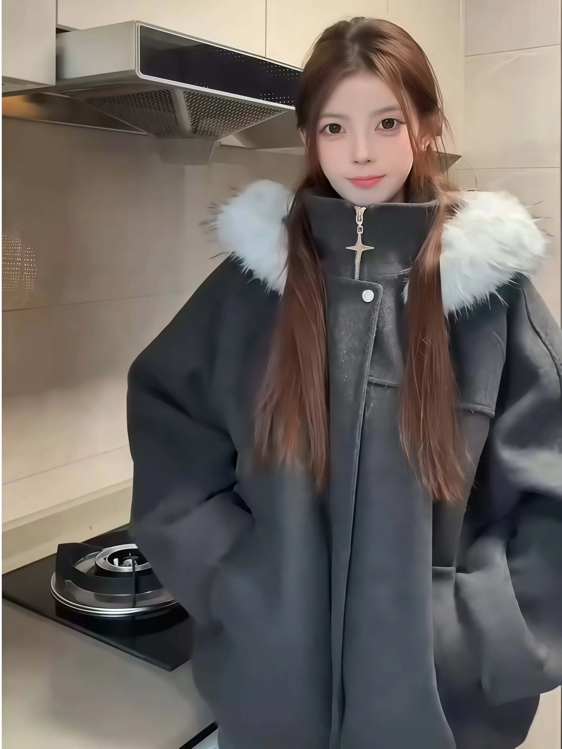 

Утепленное шерстяное пальто унисекс, зимняя куртка из плотного хлопка с подкладкой, в американском стиле, теплое, повседневное, с длинными рукавами, на молнии