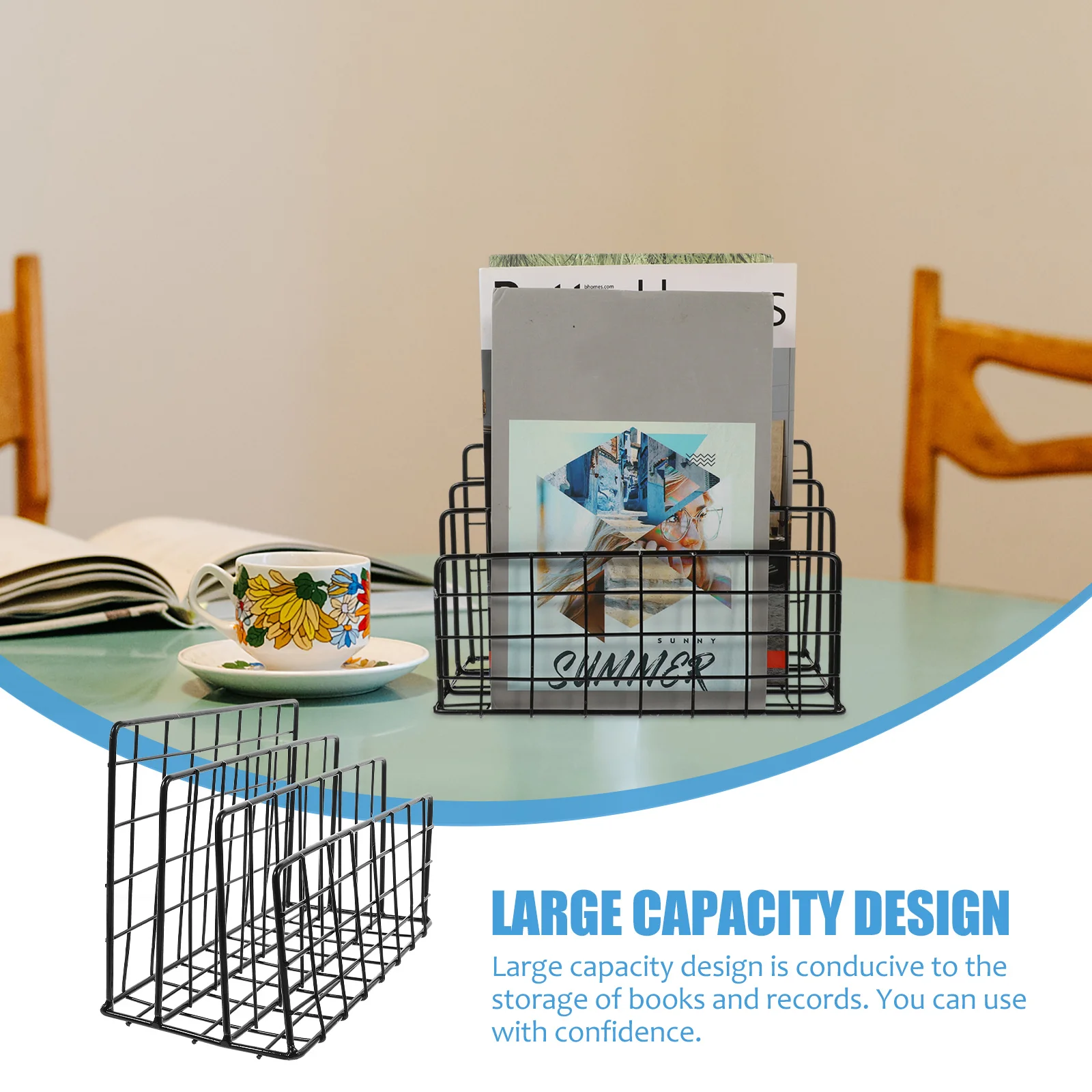 

Iron Magazine Holder Stable Desktop Book Rack Large Capacity File Organizer Office Supplies and Accessories Book Holder