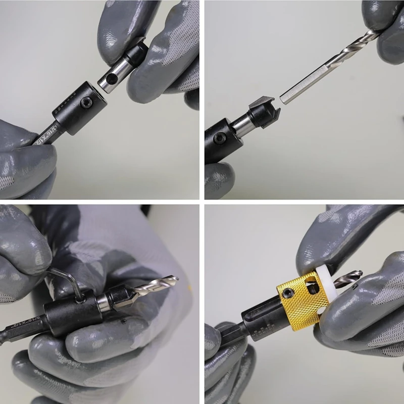 Hot Sale 1/8X3/8Inch Carbide Tipped Countersink Drill Bits With Low Friction Depth Stop,1/4Inch Hex Shank Countersink Drill