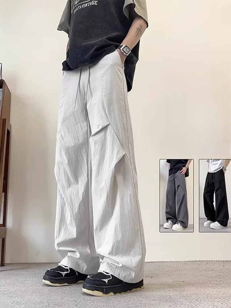 

Ice Silk Workwear Pants Men's Summer Thin Qui Dry Wide Leg Loose Straight Casual Trousers Comfortable Breathable Lightweight