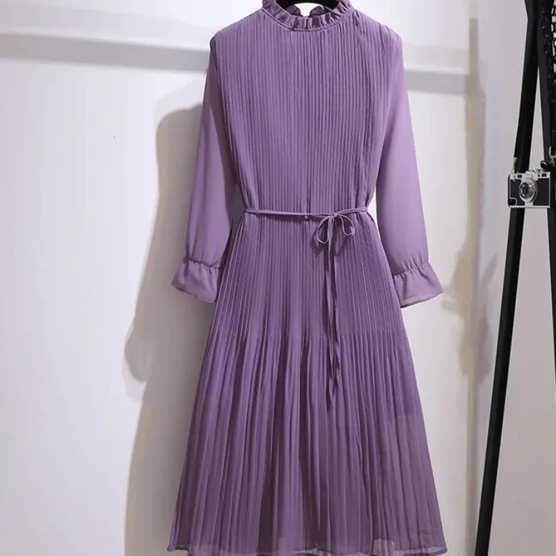 Purple Dresses for Women 2024 Woman Dress Midi Silk Satin Chiffon Clothes New Features of Sale Outfits Fashion Retro Hot X Xxl G