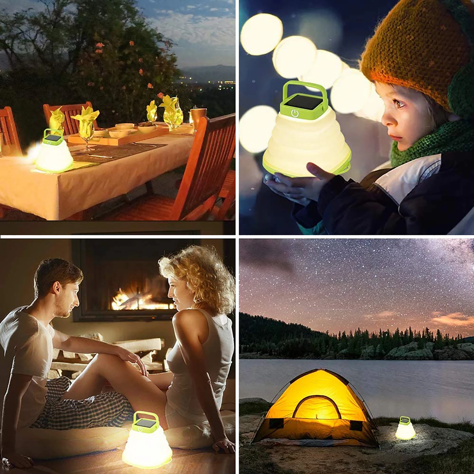 Solar Camping Lantern LED Lights Portable USB Rechargeable Foldable Bubble Emergency Lamp for Outdoor Climbing