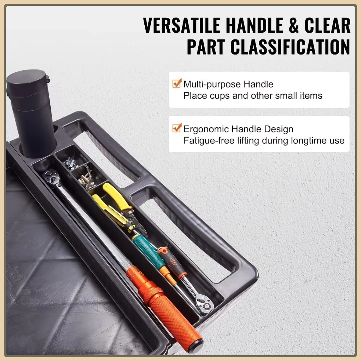 Heavy-Duty Rolling Tool Cart, 700LBS Capacity with Deep Shelves & Ergonomic Handle for Garage, Warehouse.