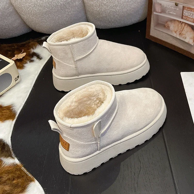 

Women's new style snow boots, thick soled, fleece-lined, short boots, cold-proof boots, winter anti-slip, warm snow cotton shoes