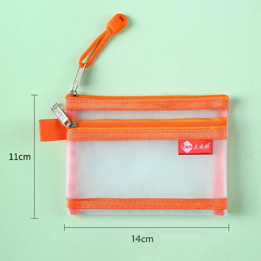 

Portable Small Coin Bags Double Layer Nylon Bus ID Credit Card Storage Bag Earphone Organizer Pouch with Zipper