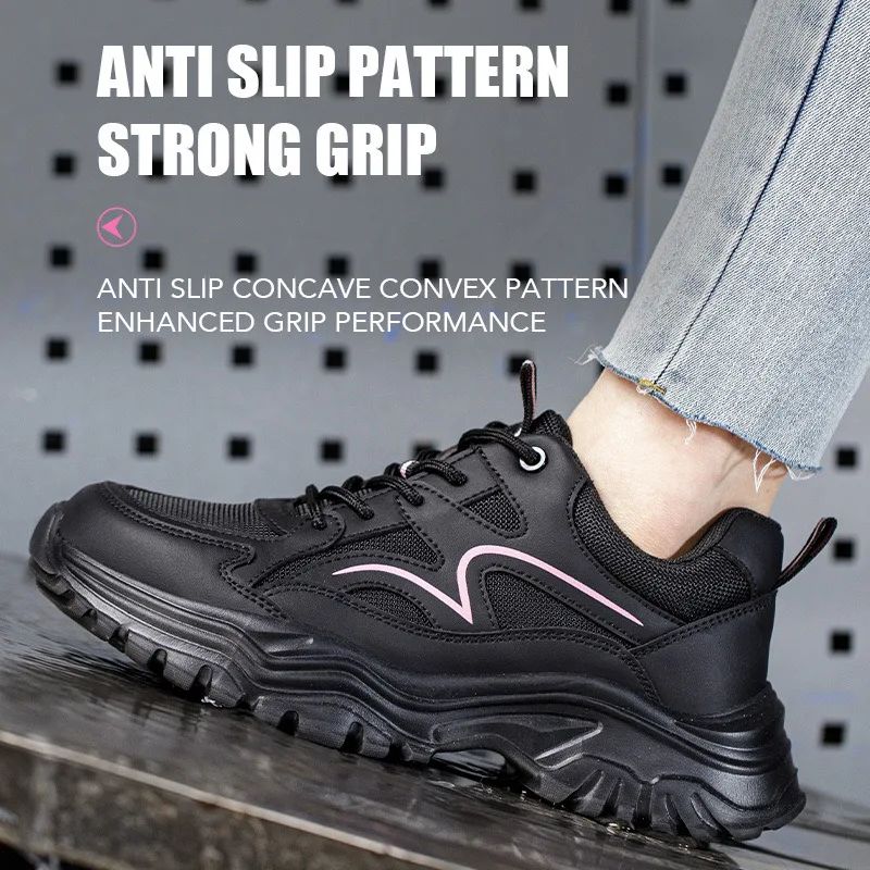 Nuove scarpe da donna traspiranti, anti-sfondamento, antiforatura, resistenti all\'usura, scarpe da lavoro, scarpe protettive di sicurezza antiscivolo