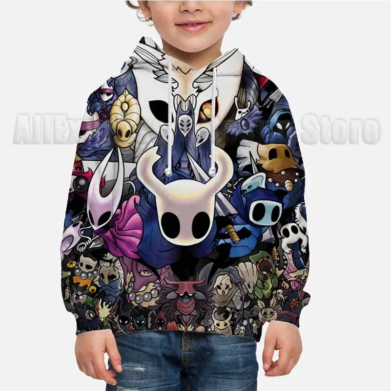 

Kids Hollow Knight Hoodies Children 3D Sweatshirts Spring Autumn Toddler Tops Boys Girls Cartoon Anime Pullovers Sudadera