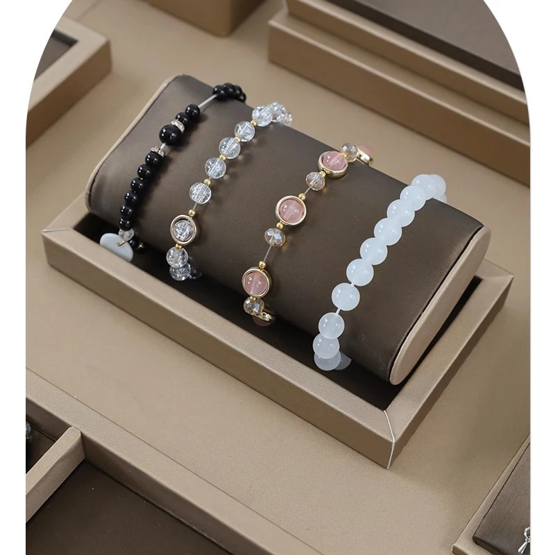 Brown Leather Jewellery Trays for Drawers Earrings Pendant Necklace Display Stand Set Jewelry Ring Bangles Holder Organizer Rack