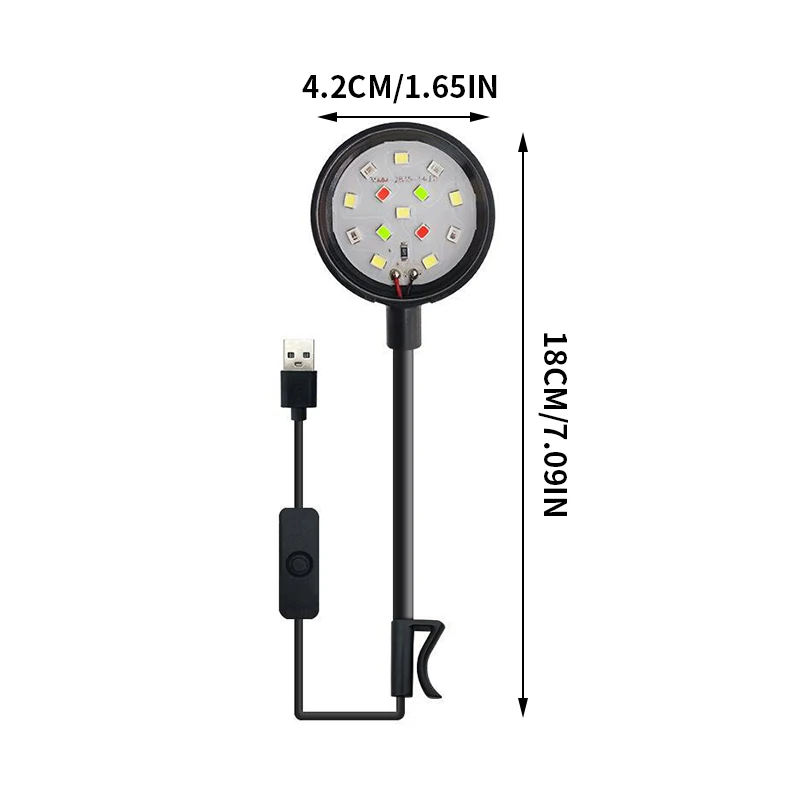 Aquarium Light With Adapter LED Clip On Fish Tank Light, Small Full Spectrum USB Light 360° Rotation Lighting