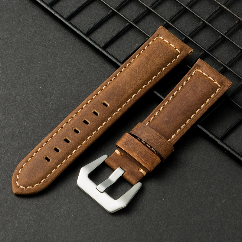 

Vintage Frosted Leather Watch Band for Panerai PAM01074 441 799 616 Watch Band 441 Fat Sea Crazy Horse Strap 22mm 24mm 26mm