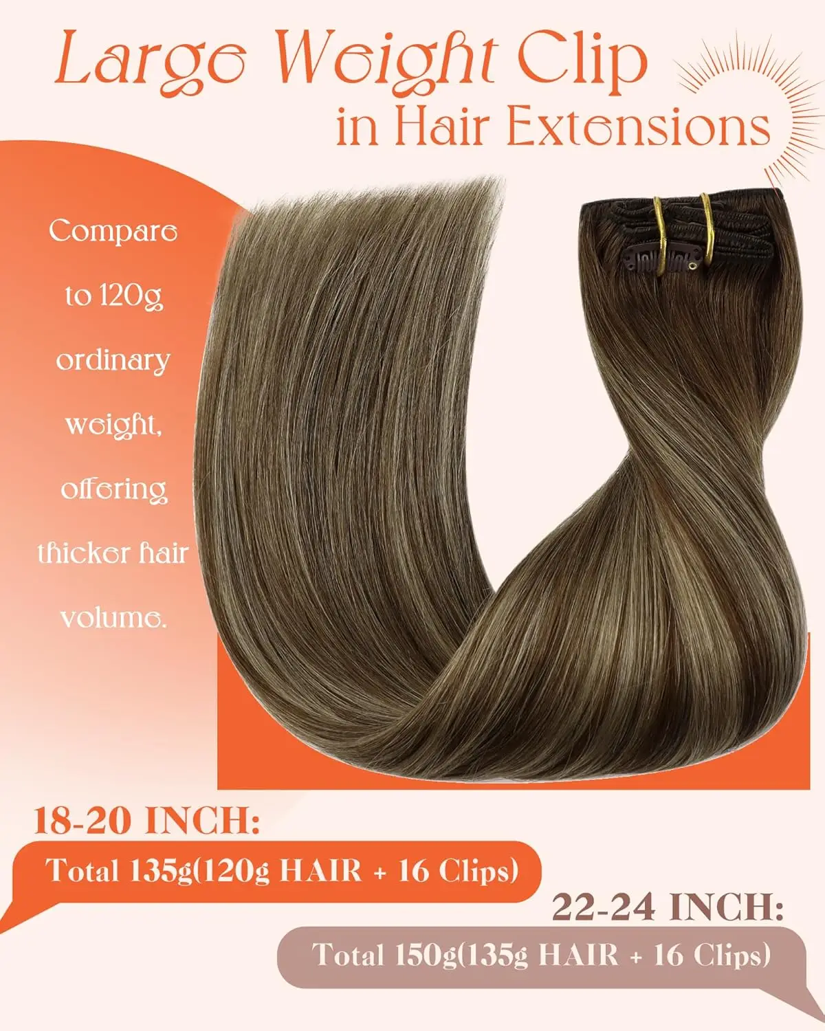 วีซันนี่ คลิปต่อผมแท้ ผมตรงแบบเรมี่ บาลายาจ และผมต่อแบบเปียโน ผมแท้ 135 กรัม