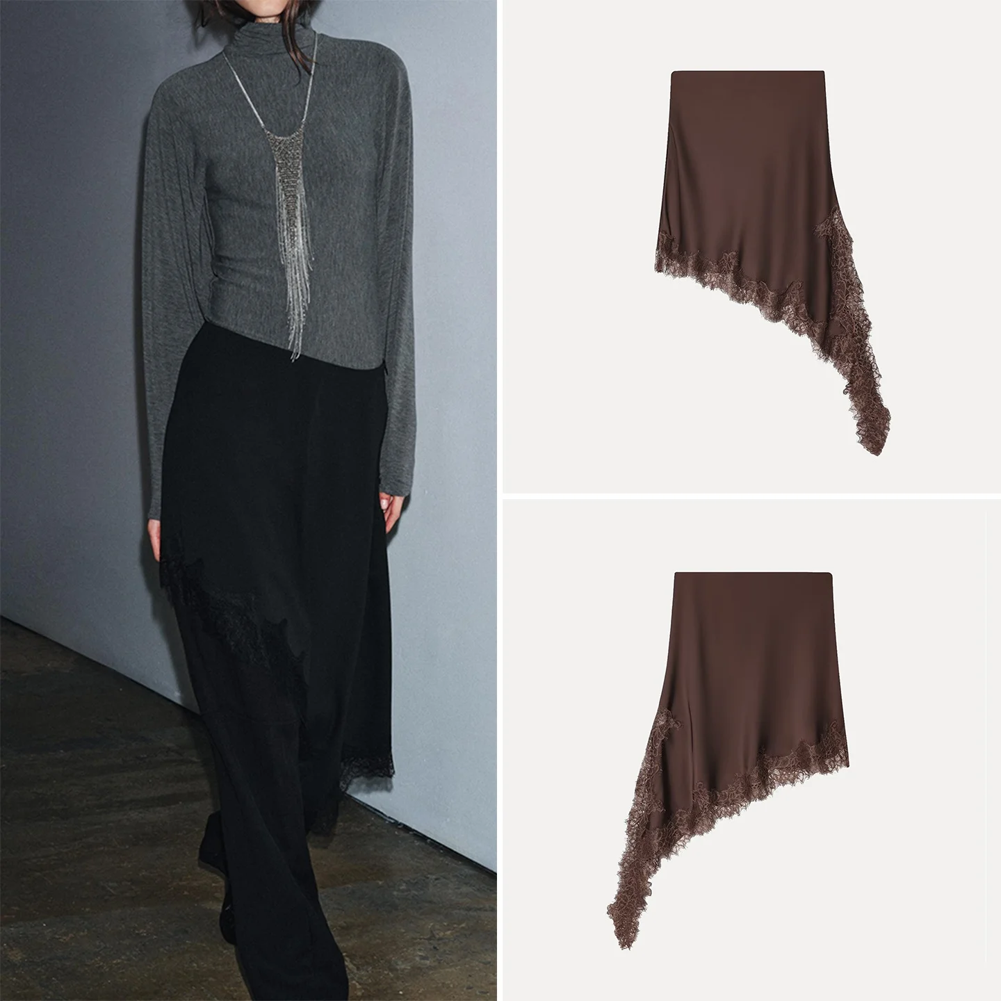 

Новая осенняя коллекция 2025: Модная универсальная асимметричная юбка с кружевом для женщин, повседневная, с эластичной талией, идеально для работы и на каждый день