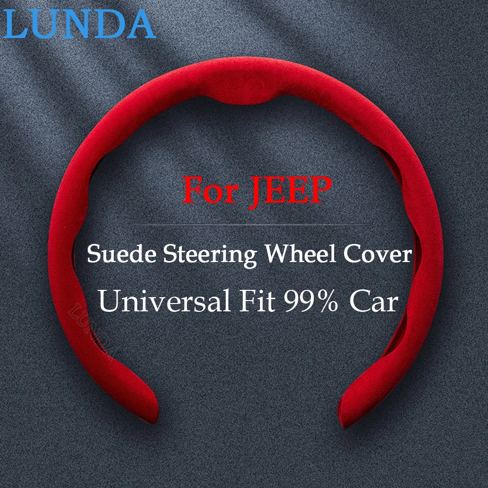 Anti-Slip Suede Car Steering Wheel Cover 38cm 15inch Universal For Jeep Renegade Grand Cherokee XJ Wrangler Jl Patriot Compass