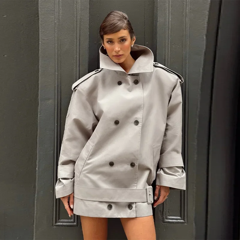 

Повседневная шикарная куртка с лацканами и пуговицами на бретельках с поясом, стильные универсальные вневременные женские осенние плащи на заказ 2025 года