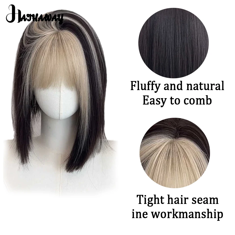 Wig sintetis wanita Capricorn tipis poni Platinum dicelup alami halus satu ukuran-cocok untuk semua rambut pendek Pakaian belanja pesta