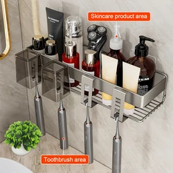 Grey Electric Toothbrush Holder For Bathroom Wall Toothbrush Stand Toothpaste Organizer Bathroom Shelf Bathroom Accessories