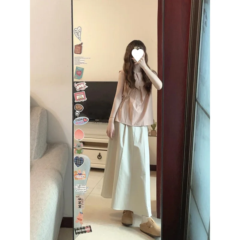 

New Chinese National Style Pink Sleeveless Shirt Women's Summer New Shirt Fashion Casual Tops Undershirts
