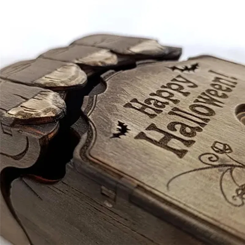 ABNO-할로윈 소품 크리 에이 티브 보물 호박 랜턴 상자 나무 할로윈 파티 장식 트릭 또는 축제 장식품