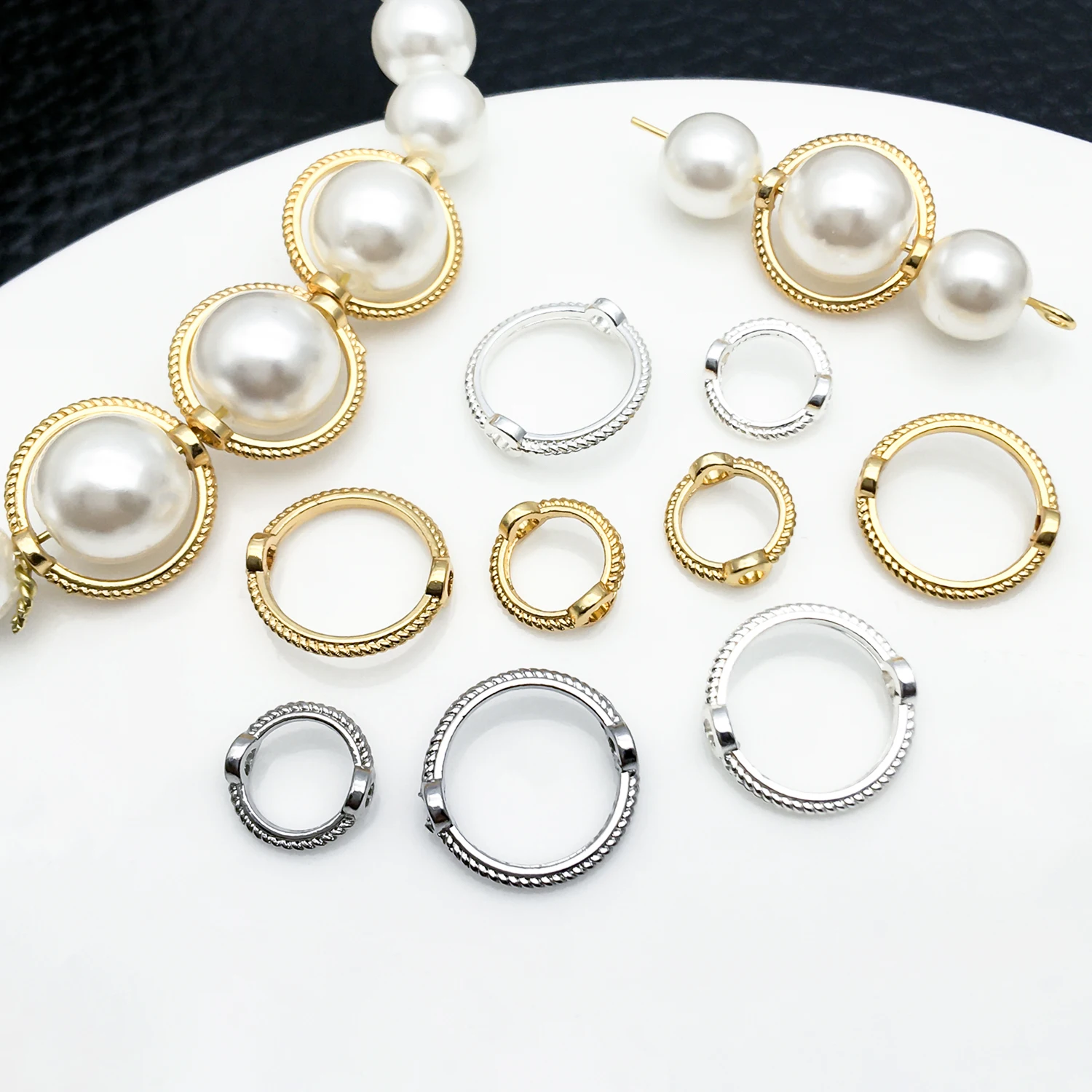 20pcs 8-12mm Alloy Copper Plated Patterned Circular Bead Ring Can Pack 6-10mm Beads For DIY Jewelry Making Findings Supplies