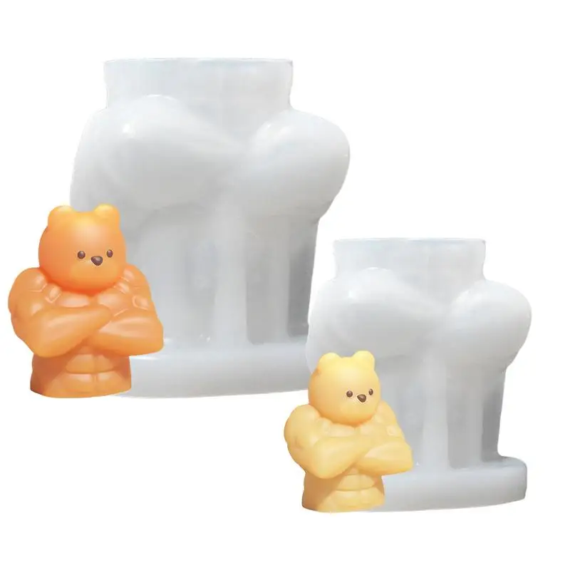 3D Moulds Making Desktop Ornament Bear Resin Mold Muscle Bear Cartoon Art Crafts Tools Handmade Crafts Supplies for Decoration