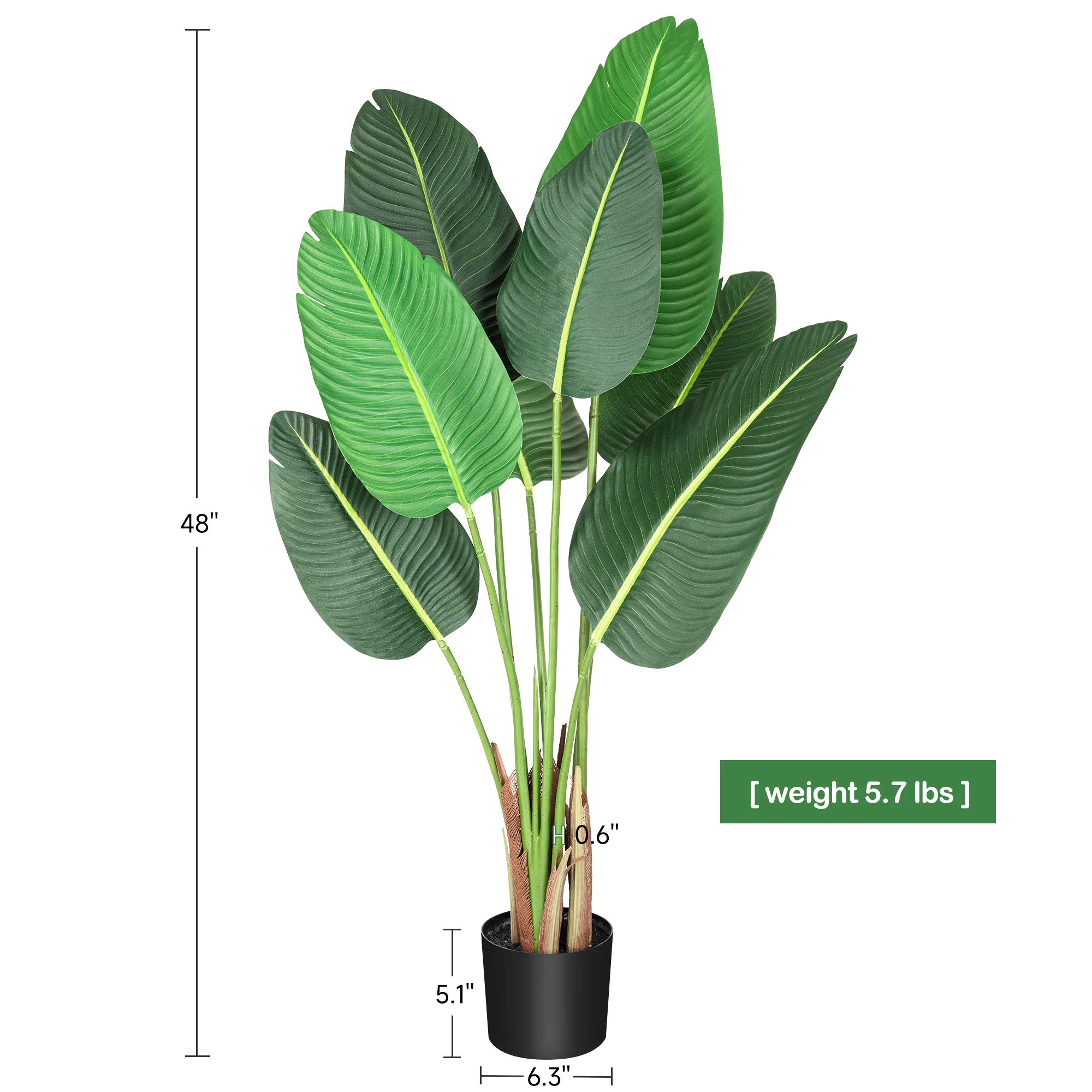 4ft Artificial Plants Indoor Premium Simulated Silk Fabric,No Maintenance Required,Adjustable Branches,Realistic Look