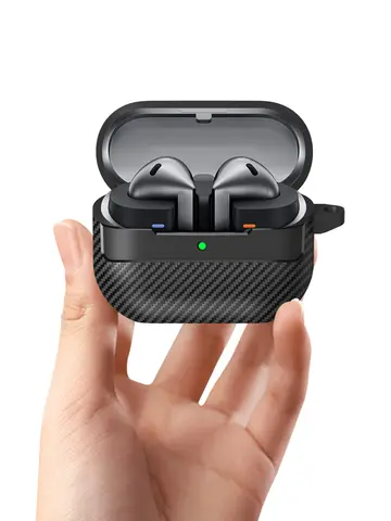 Carbon Fiber Earphone Protector Case For Samsung Galaxy Buds3 / Buds 3 Pro Case Protective Sleeve Cover With Keyring Accessories