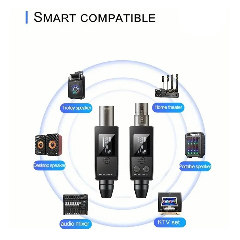 UHF 무선 마이크 송신기 리시버 XLR 마이크 무선 시스템, 48V 정전식 마이크 예비 부품에 적합