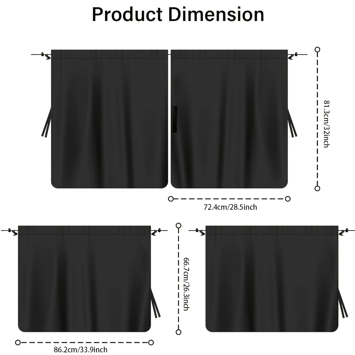 4pcs Car Privacy Curtain Set Window Shade Privacy Travel Nap Night Car Camping Detachable Simple Curtain
