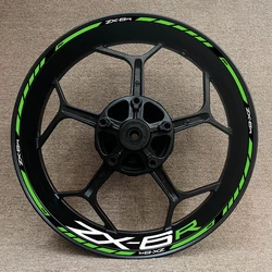 Suitable for 17 inch Kawasaki ZX-6R wheel hub decal with thick edge stripe logo and personalized steel ring reflective sticker