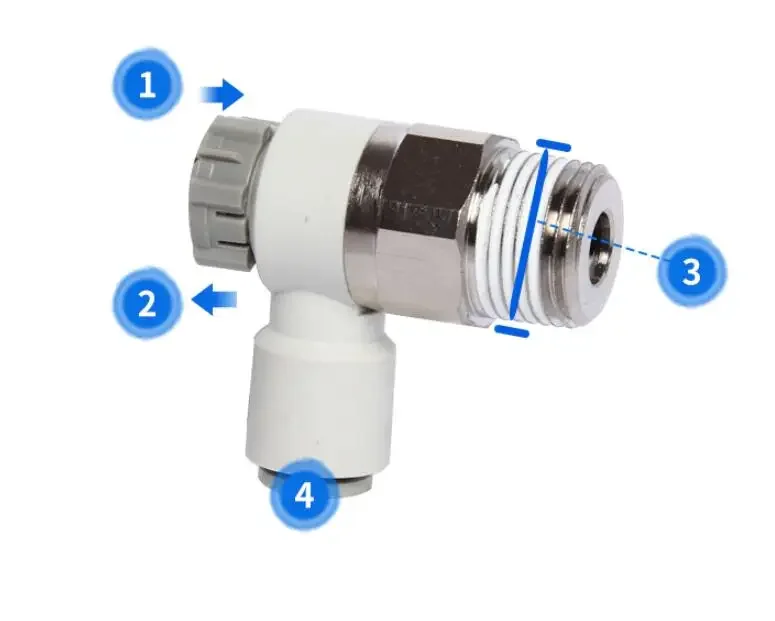 Magnetventil Speed Controller with One-touch Fitting Meter-out Throttle valve Pneumatic fitting AS1201F Pneumatik — Detail 4