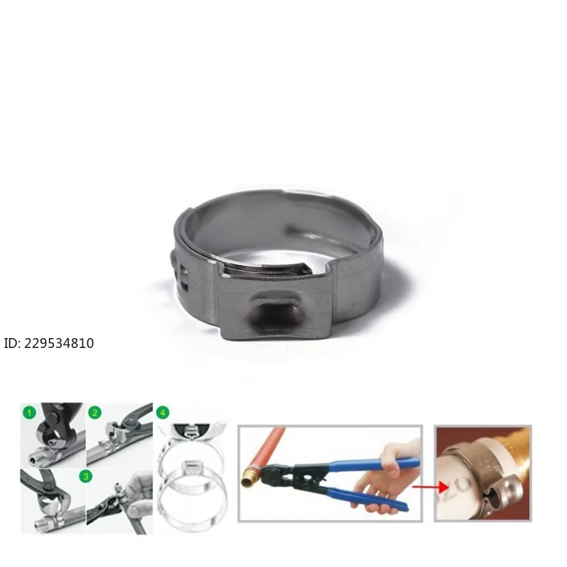 128 boxes of 7 specifications hose connection hoop, stainless steel single ear stepless clamp