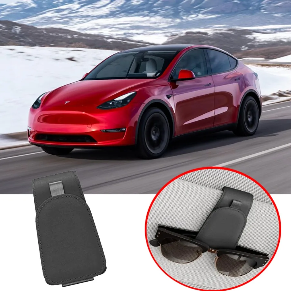 

Sunglass Holder for Tesla Model Y 3 Suede Cloth Magnetic Sunglasses Clip for Car Visor Glasses Holder Clip for Car Black