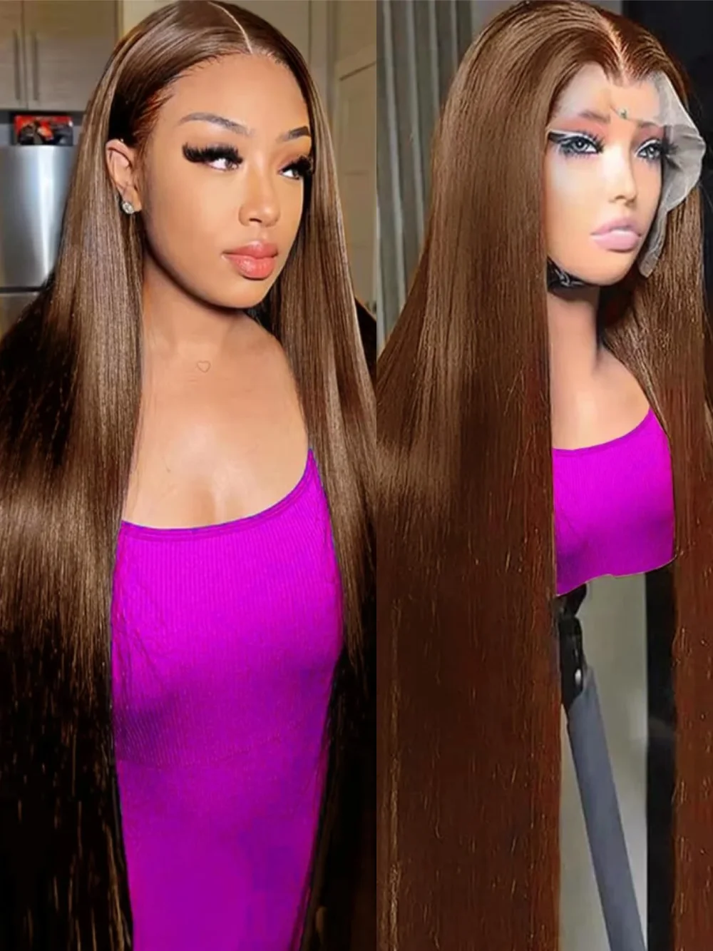 

# 4 шт. прямых париков из натуральных волос Remy, 13x6 HD, с прозрачной кружевной передней частью, 200% плотность, бразильские, предварительно прорезанные, для женщин