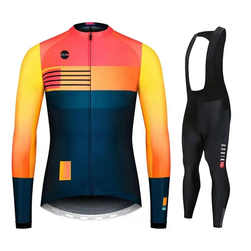 Gobikful-Breathable Long Sleeve Cycling Set for Men, Mountain Bike Clothing, Bicycle Jerseys, Autumn Clothes