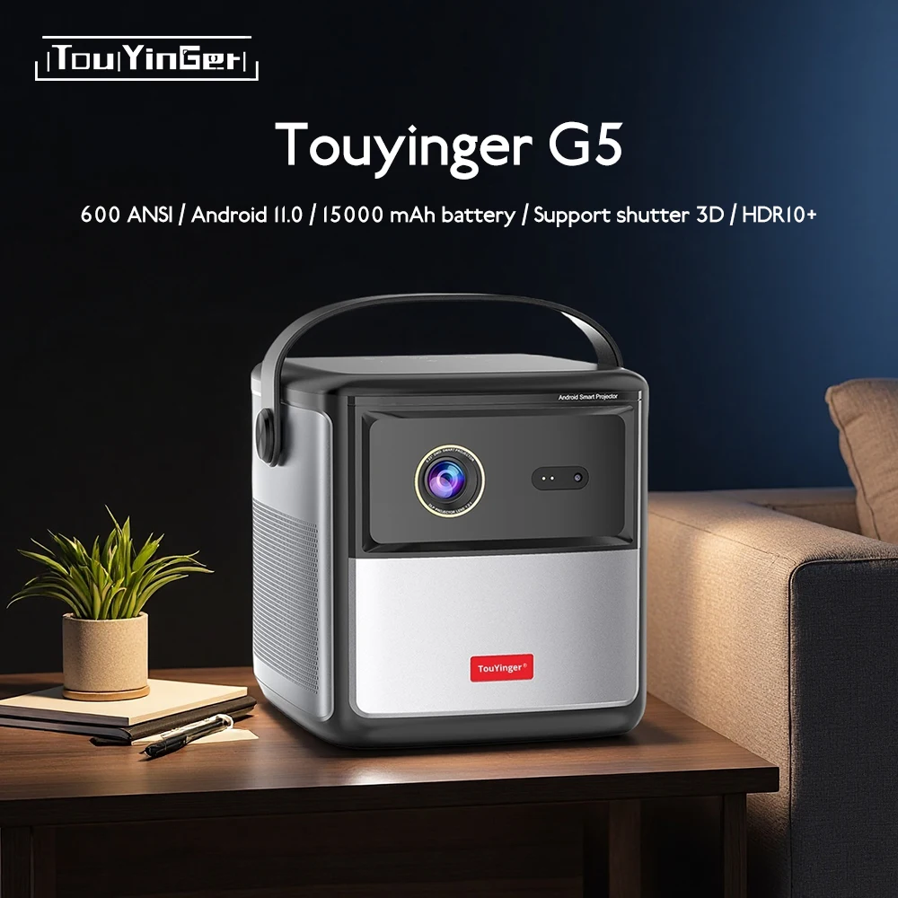 Proyector TouYinger G5 portátil 4K 1080P haz de cine en casa proyector Full HD Android DLP Beamer cine 3D Smartphone con batería