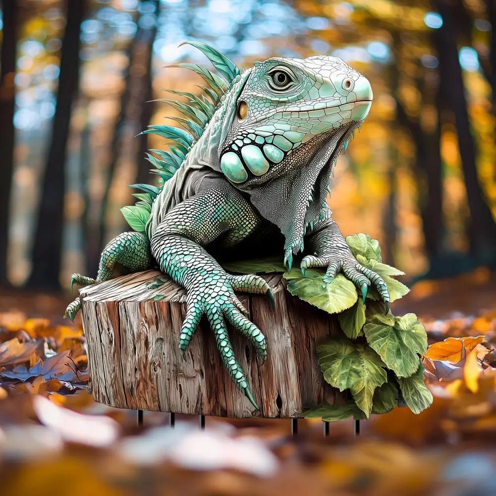 

High-quality Acrylic Garden Ornament Decorative Acrylic Iguana Garden Stake for Flower Pots Courtyards Waterproof for Lawn