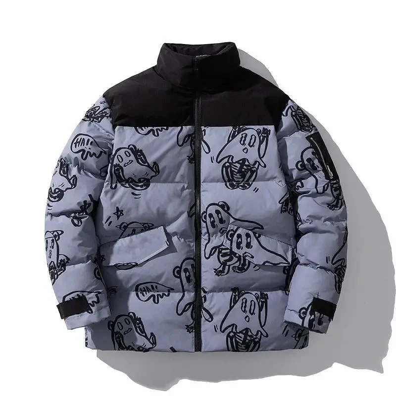 Male Quilted Padded Jackets Stand Collar Graphic Men\'s Coats Winter New In Luxury Padding Novelty Y2k On Offer Harajuku Deals