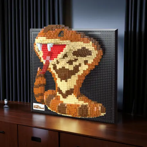 669-99 Cobra and Venomous Snake Best-selling particle assembly building block toy 3D mural Animal building block wall