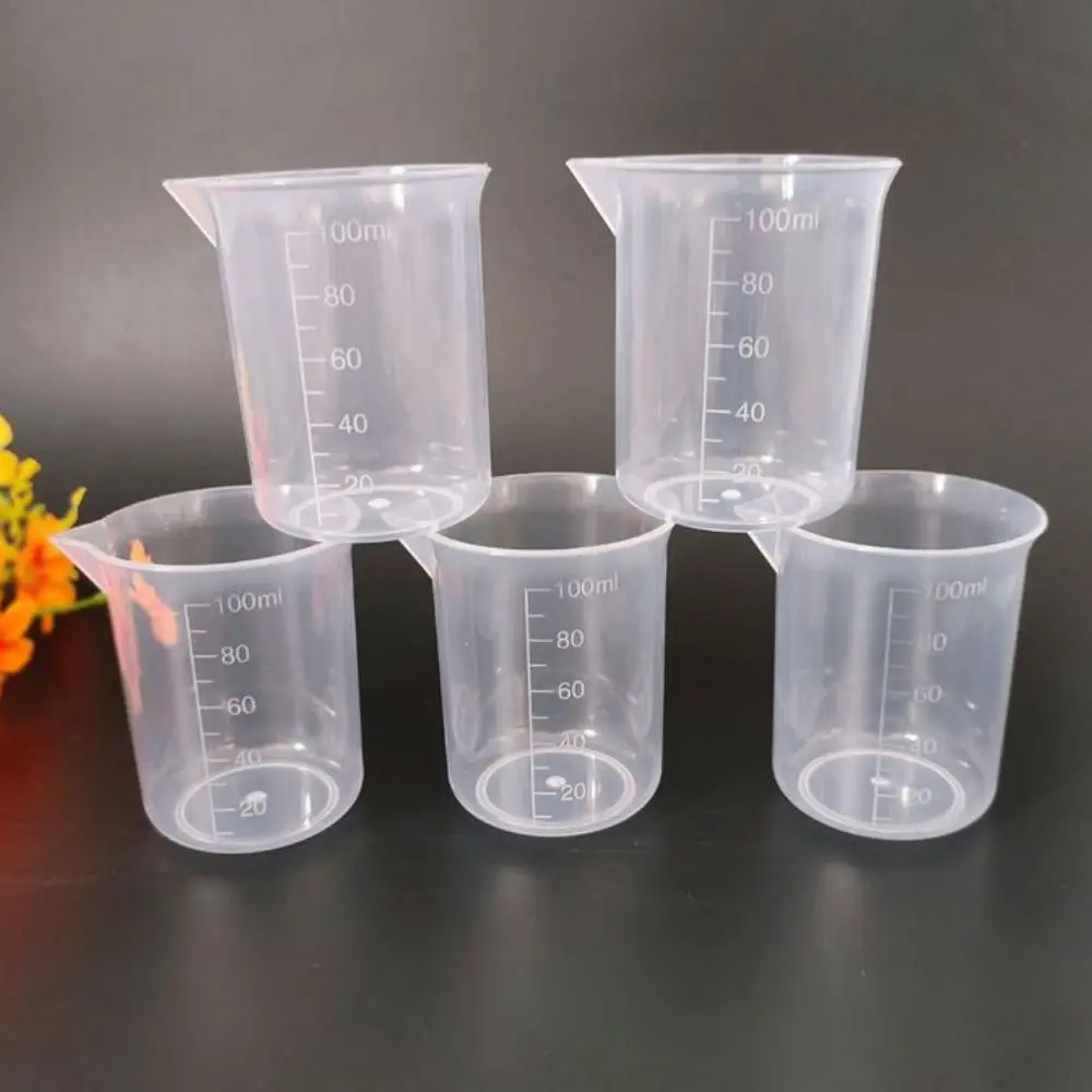 Portable for Kitchen Laboratory Test Stackable Transparent Plastic Graduated Cylinder Beaker Measuring Cup Mixing Cups