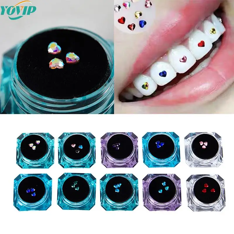 

3pcs/box Dental Tooth Gems Crystal Diamond Ornament Various Shapes Color Teeth Jewelry Denture Acrylic as Teeth Decoration