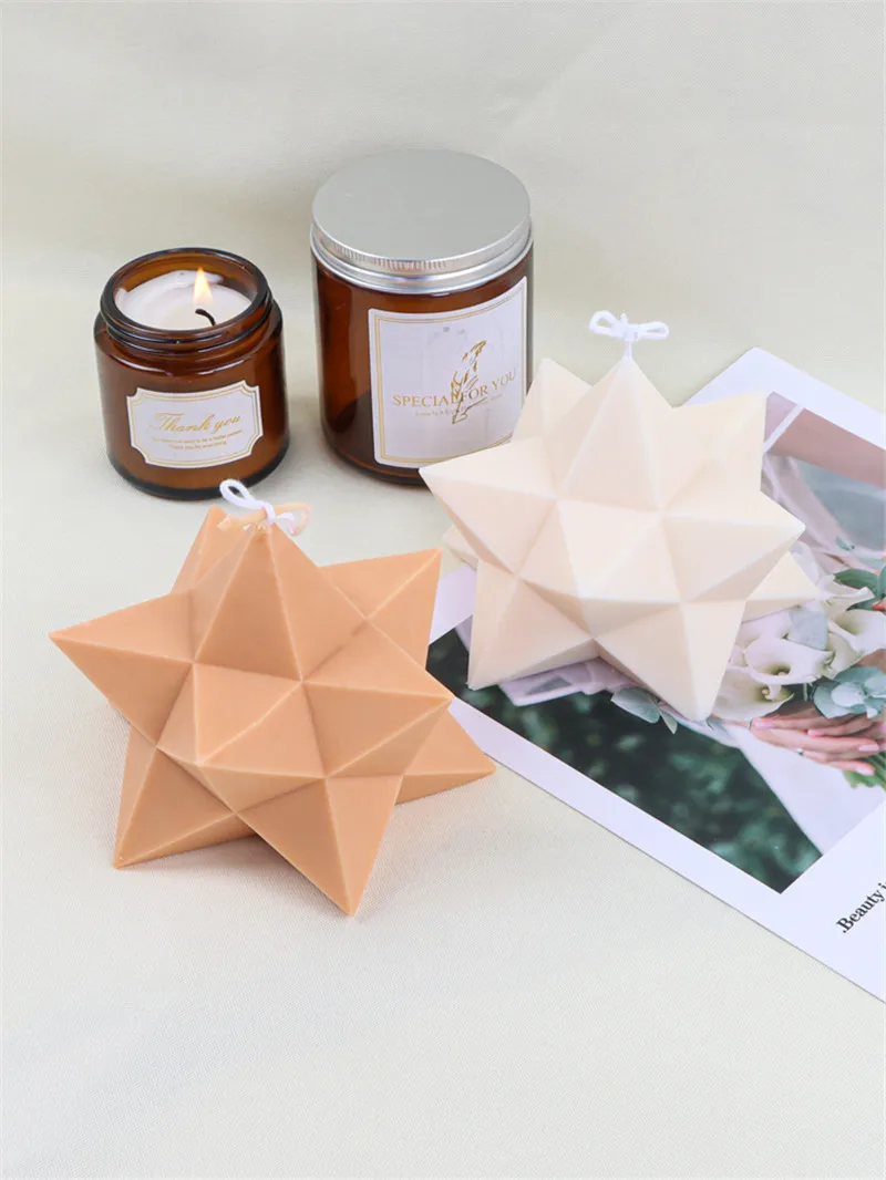 New Silicone Pointed Five-Pointed Star Candle Mold DIY Four-Pointed Star Aromatherapy Plaster Soap Mold Home Decor