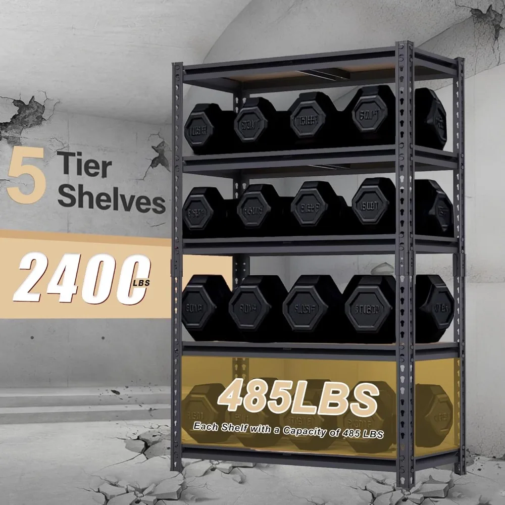 Heavy Duty Storage Rack 2400 LBS Capacity Garage Shelving Unit 16x35.5x72 Inch Metal Shelves Free Standing image 4
