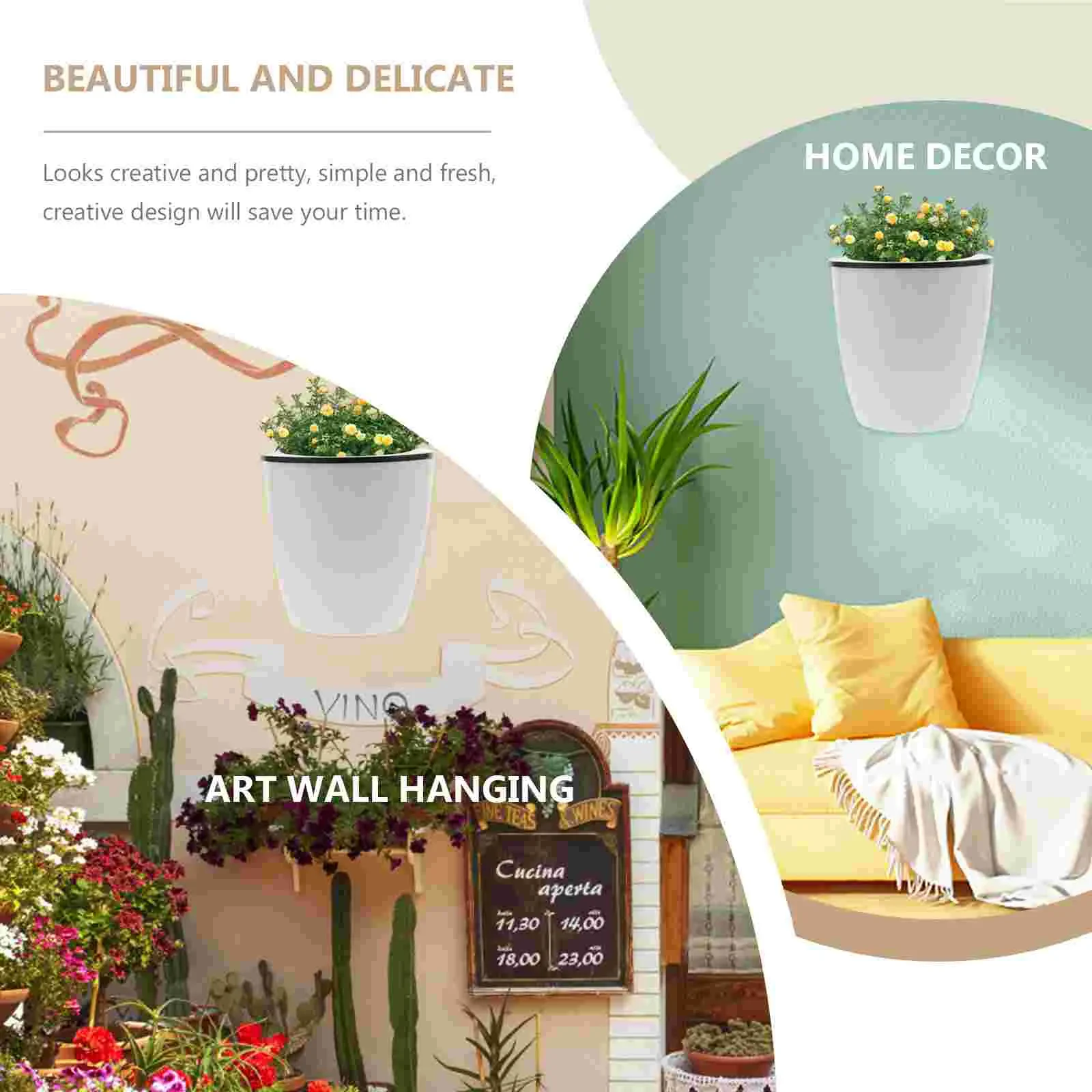 7 Pcs Flowerpot Pots for Plants Round Automatic Container Planters Indoor Plastic Self Watering Glass planter Small planter pots